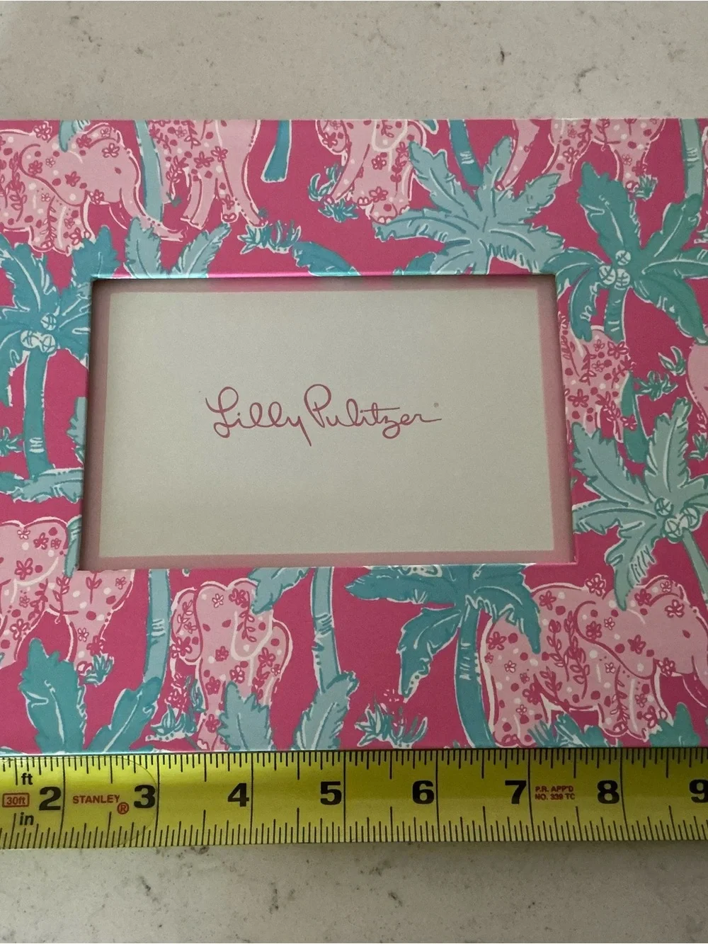 Lily Pulitzer picture frame green pink floral 4x6”